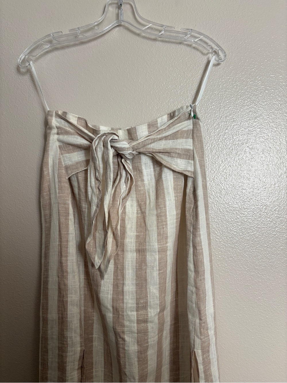 Doe & Rae Women’s Striped Tie-Waist Linen blend Midi Skirt in Natural Stripe S - Picture 4 of 7